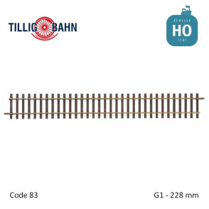Straight track, length  228 mm H0 Tillig 85118 - Maketis