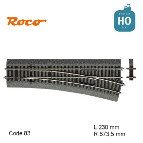 Aiguillage à droite Roco-Line ballastée R873,5mm 15° Code 83 HO Roco 42535 - MAKETIS