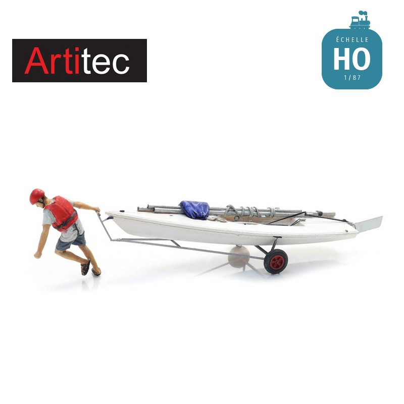 Voilier Laser sur remorque et figurine HO Artitec 387.595