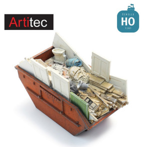 Benne de chantier chargée de déchets HO Artitec 387.618