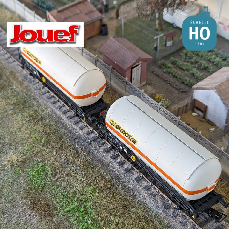 Coffret 2 wagons-citernes à 2 essieux avec toit de protection solaire "Simotra" SNCF Ep IV HO Jouef HJ6265 - Maketis