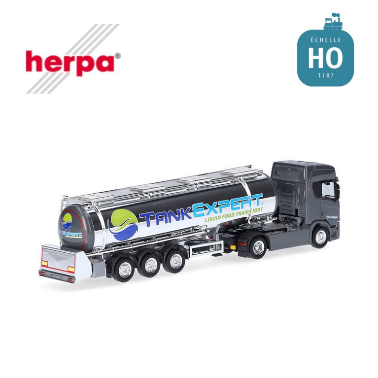 Scania CR20 HD semi-remorque à citerne chromée "Tank Expert" HO Herpa 316514 - Maketis