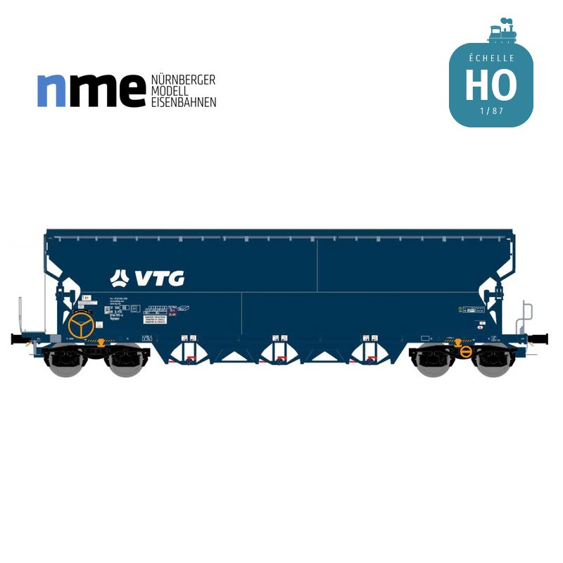 Getreidewagen Tagnpps 102m3 VTG blau waagerechte Schweißnähte 3 Trichter Ep VI HO NME 506613 - Maketis