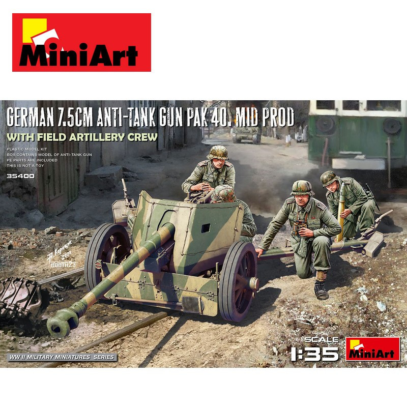 Canon antichar allemand Pack 40 7,5cm Mid-Prod avec artilleurs WWII 1/35 MiniArt 35400