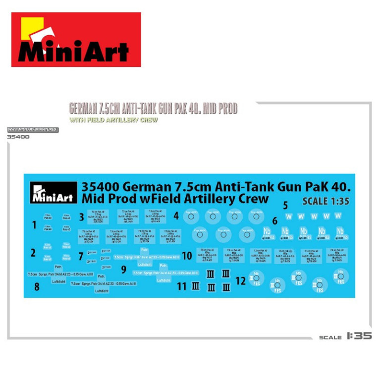 Canon antichar allemand Pack 40 7,5cm Mid-Prod avec artilleurs WWII 1/35 MiniArt 35400