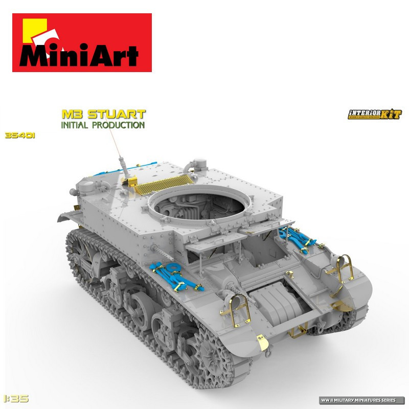 Char américain M3 Stuart Initial Production Interior kit WWII 1/35 MiniArt 35401 - Maketis