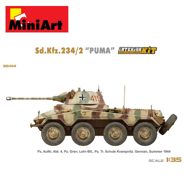 Véhicule blindé antichar allemand SD.KFZ.234/2 PUMA WWII 1/35 MiniArt 35419 - Maketis