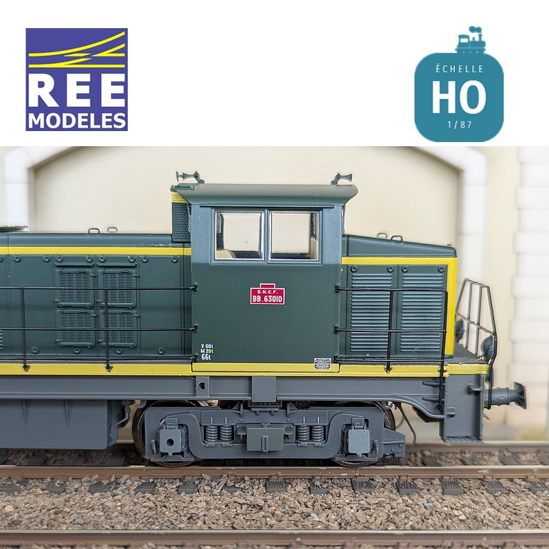 BB 63010 Diesel locomotive green/yellow SNCF Ep IV grey chassis Digital sound HO REE JM-014S - Maketis