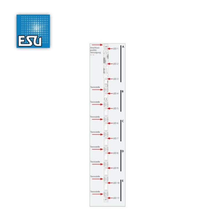 Eclairage intérieur Blanc-chaud, 2 feux rouges et décodeur ESU 50708