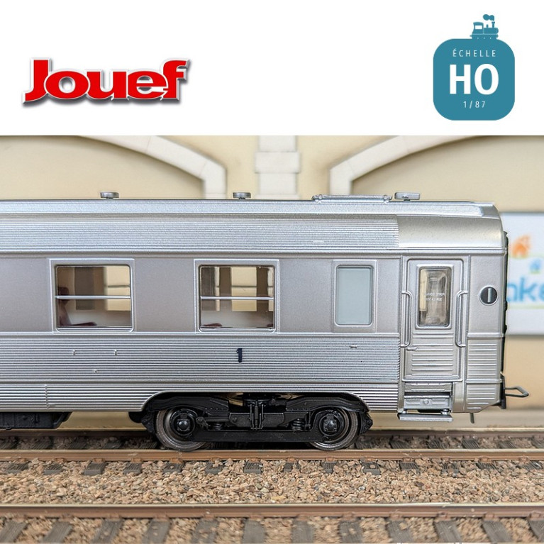 Coffret 3 voitures courtes DEV Inox (A8myfi, A3B5myfi, B5smyfi bar) SNCF Ep IIIa HO Jouef HJ4174 - Maketis