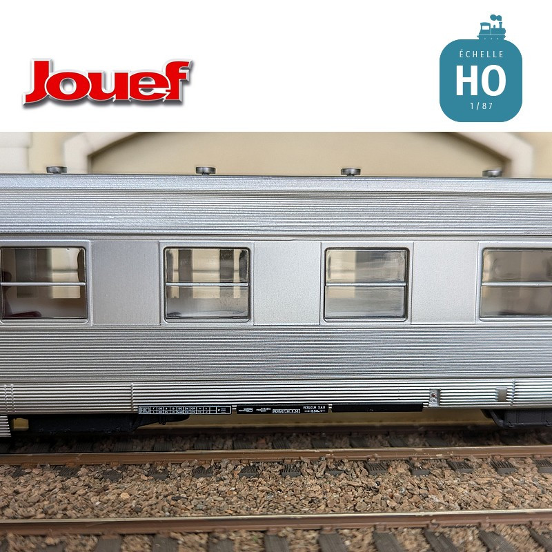 Coffret 3 voitures courtes DEV Inox (A8myfi, A3B5myfi, B5smyfi bar) SNCF Ep IIIa HO Jouef HJ4174 - Maketis