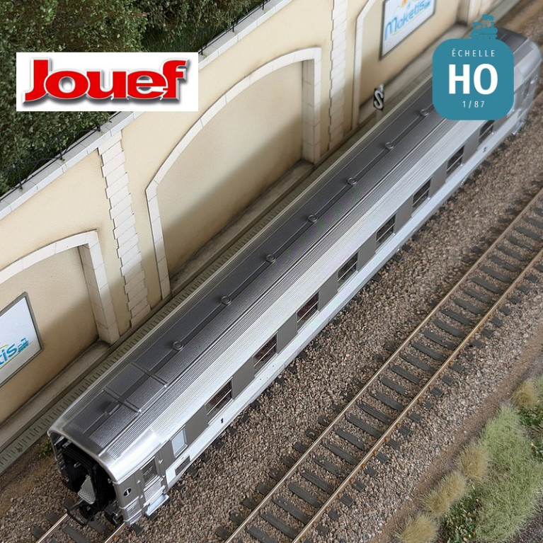 Coffret 3 voitures courtes DEV Inox (A8myfi, A3B5myfi, B5smyfi bar) SNCF Ep IIIa HO Jouef HJ4174 - Maketis