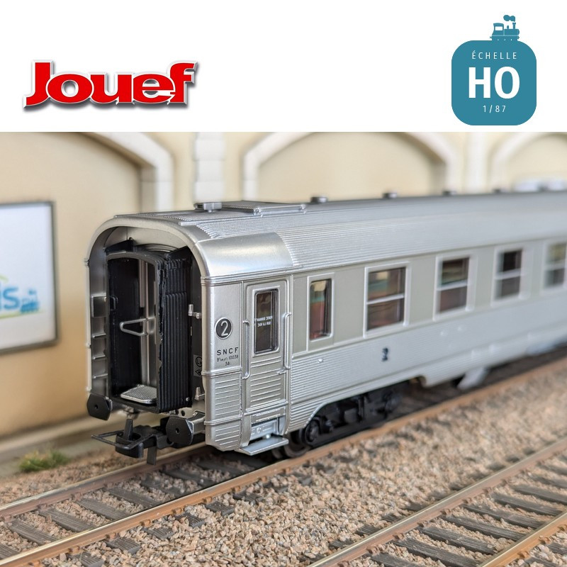 Coffret 3 voitures courtes DEV Inox (A8myfi, A3B5myfi, B5smyfi bar) SNCF Ep IIIa HO Jouef HJ4174 - Maketis