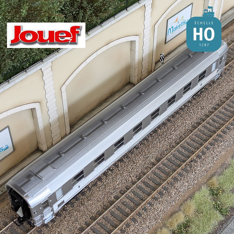 Coffret 3 voitures courtes DEV Inox (2 x B8myfi + A6Dzmyi bagages) SNCF Ep IIIa HO Jouef HJ4175 - Maketis