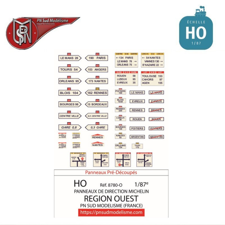 Michelin West Region Directional Signs H0 PN Sud Modelisme 8780-O - Maketis