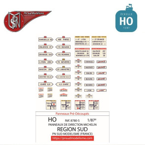 Michelin Sud Region Directional Signs H0 PN Sud Modelisme 8780-S - Maketis