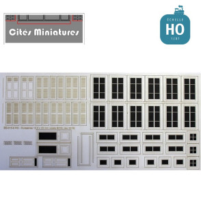 Portes, fenêtres, volets bois maison de ville (x12) HO Cités miniatures ED-016b-HO - Maketis