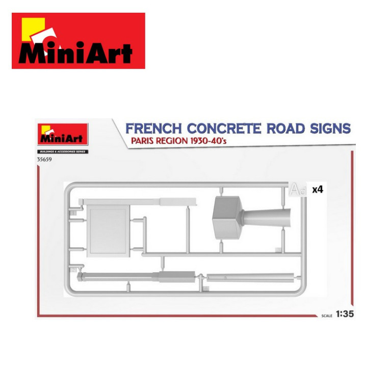 Panneaux routiers français en béton 1930-40's. Région Parisienne WWII 1/35 MiniArt 35659 - Maketis