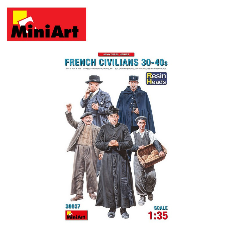 Civils français années 30-40 tête en résine 1/35 Miniart 38037 - Maketis