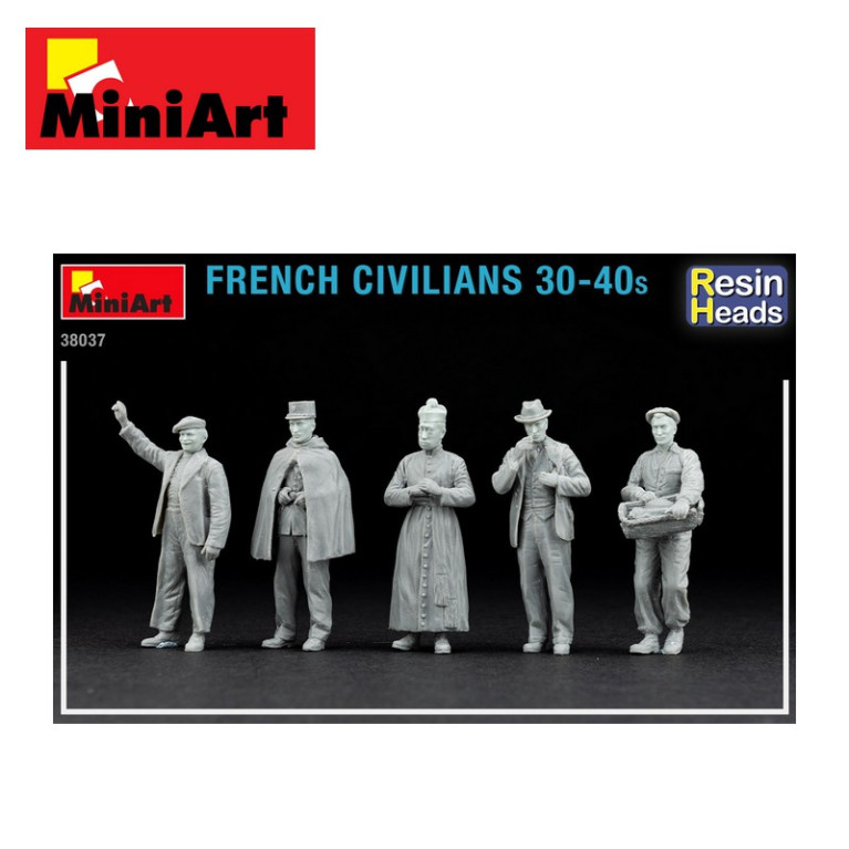 Civils français années 30-40 tête en résine 1/35 Miniart 38037 - Maketis