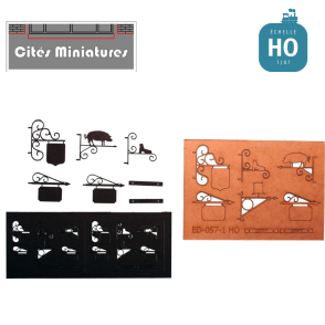 6 enseignes en fer forgé Echelle HO Cités Miniatures ED-057-1-HO - Maketis