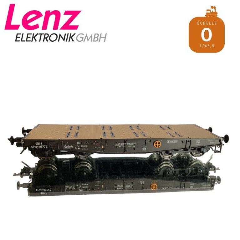 Wagon pour charges lourdes SPywv, SNCF Ep IIIb échelle O LENZ 42123-31 - Maketis