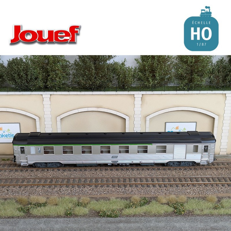 Set 2 kurze DEV Inox Wagen (A8 + B6D Gepäck) mit Corail SNCF Ep IV-V HO Jouef HJ4176 - Maketis