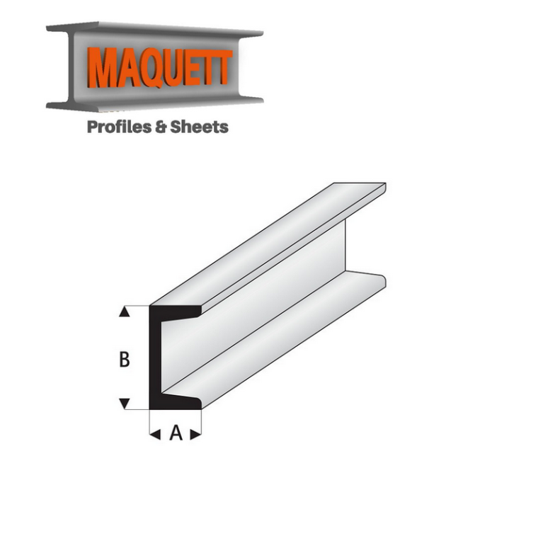 Profilés blanc super styrène en U 330 mm Maquett - Maketis