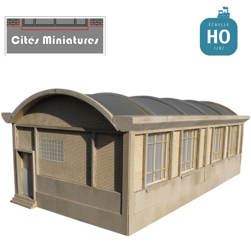 Atelier SNCF court - 4 grandes fenêtres carrées HO Cités Miniatures CMBF-001 - Maketis