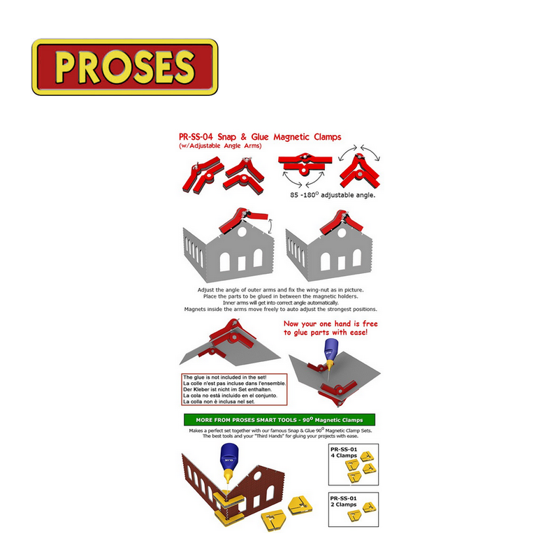 Pinces magnétiques multi-angles "Snap & Glue" (2 paires) Proses PR-SS-04 - Maketis