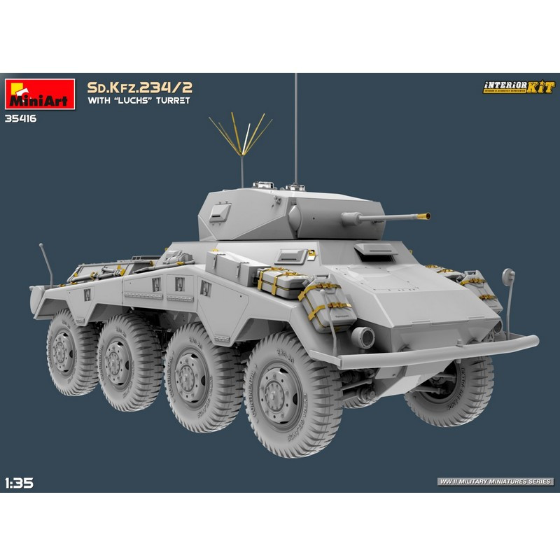 Véhicule blindé allemand Sd.Kfz.234/2 avec tourelle "Luchs" Interior Kit WWII  1/35 MiniArt 35416 - Maketis