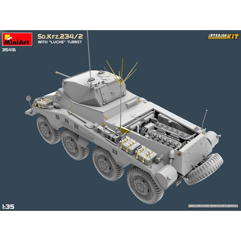 Véhicule blindé allemand Sd.Kfz.234/2 avec tourelle "Luchs" Interior Kit WWII  1/35 MiniArt 35416 - Maketis