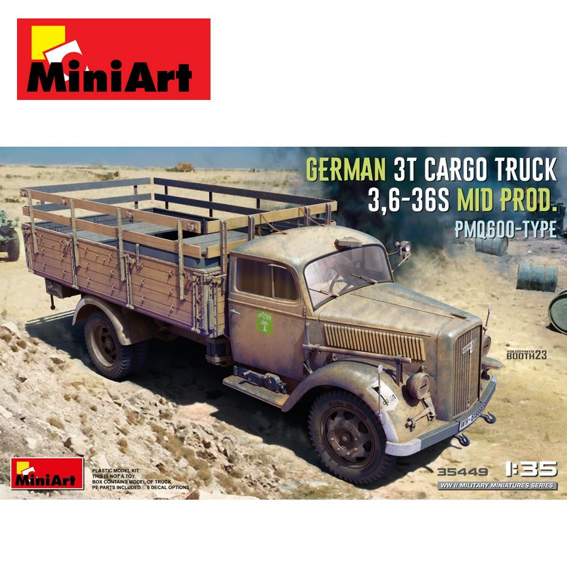 Camion de transport 3t allemand 3.6-36S Milieu Prod. Type PmQ600 WWII 1/35 MiniArt 35449 - Maketis