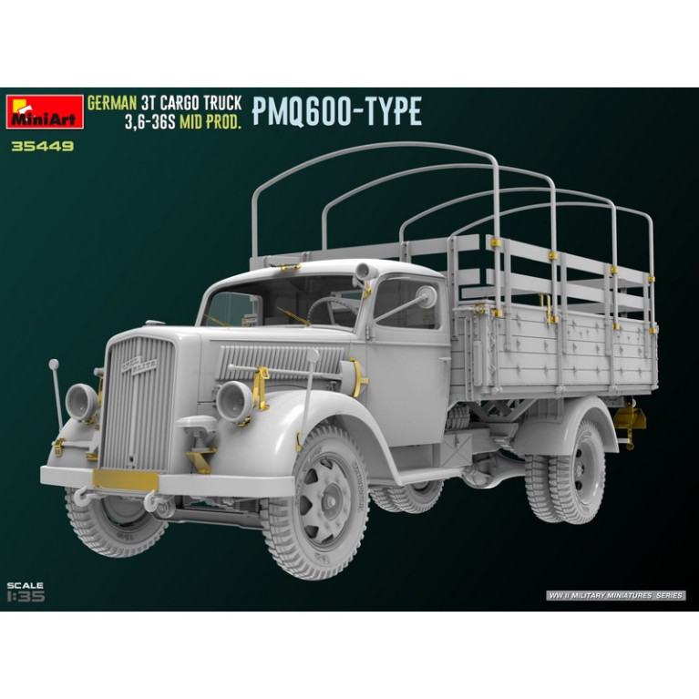 Camion de transport 3t allemand 3.6-36S Milieu Prod. Type PmQ600 WWII 1/35 MiniArt 35449 - Maketis