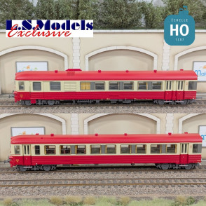 Diesel railcar EAD X4687 - XR8684 red cream deco 1973 Digital sound SNCF Ep IV HO LS Models 10039S - Maketis