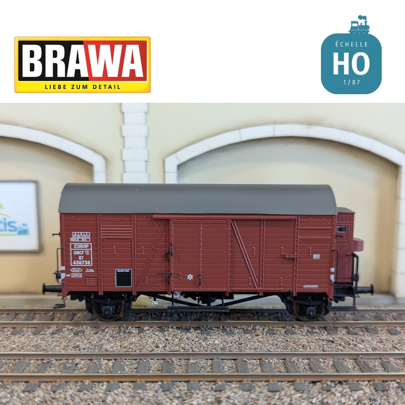 Wagon couvert type Kf "EUROP" n° 438736 SNCF Ep III HO Brawa 50750 - Maketis